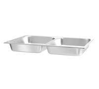 HENDI Recipiente para alimentos GN 1/1, Bandeja con 2 compartimentos de 3,45 L cada uno para calientaplatos, 530x325x(H) 65 mm, acero inoxidable