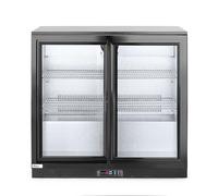 HENDI Refrigerador bajo mostrador para bebidas Arktic, puertas correderas dobles, 158L, 0-10°C, 220V, 160W, 900x520x(H) 865mm, acero con recubrimiento en polvo negro