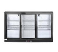 HENDI Refrigerador bajo mostrador para bebidas Arktic, puertas correderas triples, 254L, 0-10°C, 220V, 160W, 1350x520x(H) 865mm, acero con recubrimiento en polvo negro