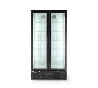 HENDI Refrigerador para bebidas Arktic, botellero vertical de bar, 2 puertas, 384L, 0-10°C, 220V, 365W, 900x530x(H) 1820mm, acero con recubrimiento en polvo negro