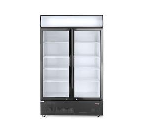HENDI Refrigerador Publicitario Arktic para Bebidas, Botellero Enfriador Vertical de Bar, 2 Puertas, 643L, 0-10°C, Nevera Vitrina Expositora Frigorífica, 220V, 510W, 1120x585x1900mm, Acero Prelacado
