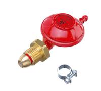 HENDI Regulador de presión de 37 mbar, con conexión de barra y abrazadera de manguera, apto para propano y butano, para uso con barbacoas de gas y calentadores de terraza, 135 x 64 x 45 mm