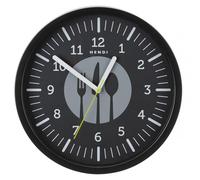 HENDI Reloj de pared, redondo, batería AA, movimiento de cuarzo silencioso, reloj de cocina, moderno, para decorar el hogar, la oficina, restaurantes, bares, ⌀356x(H)45mm, HIPS, negro