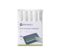 HENDI Rotuladores de tiza líquida para pizarra negra, punta biselada 2-6 mm, juego de 5 blancos, borrables con paño húmedo, 97x23x(H) 142mm, polipropileno