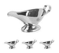 HENDI Salsera, 460 ml, con base, cazo recipiente pequeño para salsas, salsera con pico vertedor, 240x120x(H)120mm, acero inoxidable (Paquete de 4)