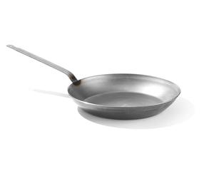 HENDI Sartén de freír tradicional, apta para todas las fuentes de calor, mango soldado, duradera, revestimiento antiadherente natural después de curarse, base: 26cm, ø320x(H)50mm, acero al carbono