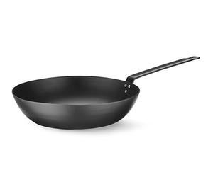 HENDI Sartén Wok, apta para inducción y horno hasta 220°C, fondo: ø180mm, con recubrimiento antiadherente natural después de curar, 530x304x(H)105mm, acero al carbón