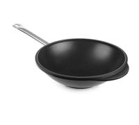 HENDI Sartén Wok, apto para distintas fuentes de calor y hornos hasta 250 °C, no apto para cocinas de inducción, recubrimiento antiadherente, base diámetro 157 mm, acero inoxidable, aluminio fundido