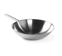 HENDI Sartén Wok, de 3 capas, sin tapa, apto para todas las fuentes de calor y el lavavajillas, duradero y excelente retención del calor, base ø145 mm, ø360x(h)90 mm, aluminio, acero inoxidable