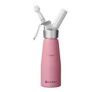 HENDI Sifón de cocina, con 3 boquillas de polipropileno y cepillo de limpieza, sifón para montar nata, espumas, mousses, postres, espumado en frío, 0,5L, ø80x(H)260mm, aluminio, rosado pastel