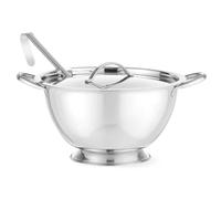 HENDI Sopera con tapa y cucharón, recipiente para servir sopas y salsas, 2,7L, ⌀270x(H) 175mm, acero inoxidable