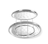 HENDI Soporte de bandejas Redondas, Soporte para Servir y presentar Alimentos, mariscos, con 2 Platos: Ø 300/400mm, ⌀400x(H) 200mm, Acero Inoxidable, Plata