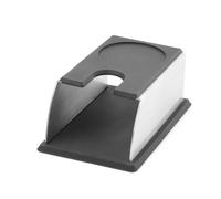 HENDI Soporte de compactación de café, alfombrilla de manipulación de café, estación de prensado, con orificio como soporte para el portafiltro, 93x142x(H)60, silicona/acero inoxidable