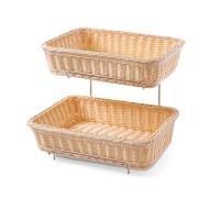 HENDI Soporte expositor con 2 cestas GN 1/2 para panes, 2 niveles, panera, exhibidor con cestas de panes, portapanes, para exhibir y almacenar panes, 360x280x(H)290mm, polipropileno, acero inoxidable