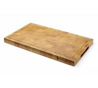 HENDI Tabla de Servir de Madera de Roble Encolada a Testa, Doble Cara, con Canalón y Asas Integradas, para Presentación o Cortes de Carne, Tapas, Tabla de Cocina, 325 x 265 x (H) 30 mm