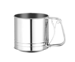 HENDI Tamiz para harina, azúcar glas y otros ingredientes secos, colador de malla fina, manejo con una sola mano, esparcidor de azúcar glas, capacidad: 550g, 187x125x(H)127mm, acero inoxidable