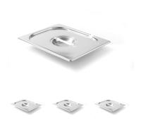 HENDI Tapa Gastronorm GN 1/2 con rebaje para cucharón, Kitchen Line, resistencia térmica -40 °C a 250 °C, 325x265mm, grosor 0,7mm, acero inoxidable (Paquete de 4)