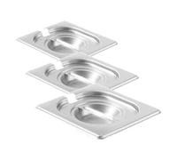 HENDI Tapa Gastronorm GN 1/6 con rebaje para cucharón, Kitchen Line, resistencia térmica -40 °C a 250 °C, 176x162mm, grosor 0,7mm, acero inoxidable (Paquete de 3)