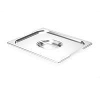 HENDI Tapa GN 1/2 para contenedor con asas retráctiles, con tirador central y recortes laterales, apilable, resistente -40° a 300°C, 265x325mm, acero inoxidable