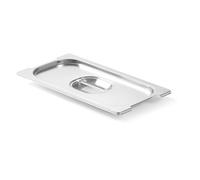 HENDI Tapa GN 1/3 para contenedor con asas retráctiles, con tirador central y recortes laterales, apilable, resistente -40° a 300°C, 325x176mm, acero inoxidable