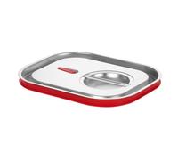 HENDI Tapa para Recipientes GN 1/2, de Acero Inoxidable, con Borde de Silicona y Válvula de Vacío, Cierre Hermético, Resistente de -40° a 121°C, 265x325mm