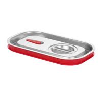 HENDI Tapa para recipientes GN 1/4, con borde de silicona y válvula de liberación de vacío, cierre hermético, resistente a temperaturas de -40° a 300°C, 265x162mm, acero inoxidable