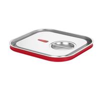 HENDI Tapa para recipientes GN 2/3, con borde de silicona y válvula de liberación de vacío, cierre hermético, resistente a temperaturas de -40° a 300°C, 354x325mm, acero inoxidable