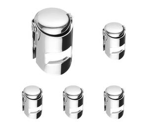 HENDI Tapón estanco con fijación metálica para botellas de vino y champán, tapón de cava, tope sellador para botellas de vino y champán, con cierre de silicona, 41x38x(H)60 mm, acero inoxidable