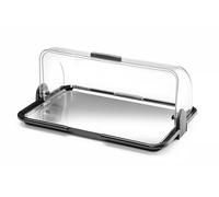 HENDI Vitrina expositora con cubierta deslizante, mostrador Buffet, conjunto exhibidor con doble función: calentar o enfriar, kit incl. 2 bloques de gel, bandeja de acero inox, 465x315x(H)195mm, PP