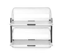 HENDI Vitrina expositora, mostrador, panera, exhibidor de Alimentos para Buffets, restaurantes, Banquetes, comercios, con Cubiertas Transparentes deslizantes, de Dos Pisos, 465x310x(h) 410 mm, PP, PS