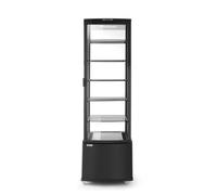 HENDI Vitrina expositora refrigerada, descongelación automática, sistema antivaho, 5 estantes, iluminaciónED, etiqueta energética C, 270L, 230V, 290W, 556x526x(H) 1913mm, Negro, ABS, doble cristal