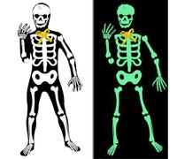 Hendpock - Disfraz infantil esqueleto, disfraz de Halloween para niños, disfraz de esqueleto infantil Glow in the Dark Skeleton Disfraces de Halloween para niños y niñas Carnaval(L)