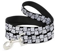 Hendrick Motorsports - Correa para Mascotas, Correa para Perro, autógrafo HMS y Logotipo de Cuadros Negro, Blanco y Azul, 4 pies de Largo, 1.0 Pulgadas de Ancho