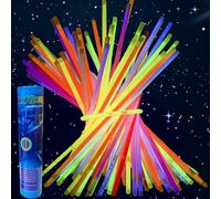 HenfuME 100 Pulseras Luminosas Fluorescentes,Glow Stick,Pulseras Fluorescentes,Varillas Brillantes Con 100 Conectoresfiesta Decoraciones De Fiesta Brillantes Para CumpleañOs AñO Nuevo Carnaval