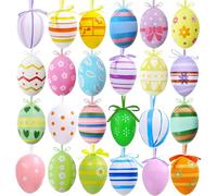 HenfuME Huevos De Pascua,24 Piezas Coloridas Huevos De Pascua para Rellenar,Pascua Decoracion,Huevos Pascua Plastico,Easter Egg Hunt,Adornos Colgantes,Huevos De Pascua para Decorar