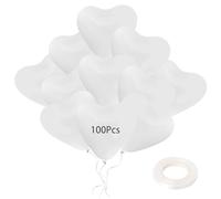 HENGBIRD 100 Globos Blancos de Corazón para Bodas, Cumpleaños, San Valentín y Fiestas, Globos de Helio con Cinta