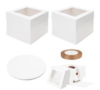 HENGBIRD 2 cajas para tartas de cartón, caja para tartas de 25 x 25 x 20 cm, cajas para tartas, cajas de cartón, cajas de cartón, cajas de cartón para tartas, caja de transporte, caja de cartón, caja