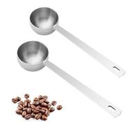 HENGBIRD 2 Cuchara medidora de café, cucharas medidoras de café de acero inoxidable, cuchara de café de metal de alta calidad, cuchara de harina de mango largo para café en polvo y café