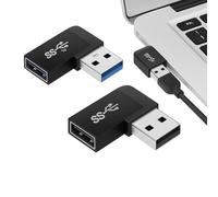 HENGBIRD 2 Pcs Adaptador USB 3.0 90 Grados, USB 3.0 90 Grados, USB A Macho A Hembra De 90 Grados, Adaptador USB 3.0 En áNgulo, Adaptador USB 3.0 De àNgulo De 90°, Adaptador USB 3.0 Macho A Hembra