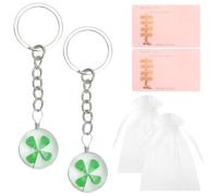 HENGBIRD 2 piezas amuletos de la suerte y proteccion de despedida colegas,trebol 4 hojas de la suerte con tarjeta fina y bolsa de organza, regalo para despedida trabajo dregalo compañera trabajo