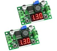 HENGBIRD 2 Piezas Convertidor Ajustable de Fuente de Alimentación DC, Regulador de Voltaje DC Convertidor de Bajada con Voltímetro LED, 4-40V a 1,25-37V, 2A estable, 3A máx, para Arduino Auto LED