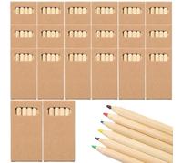 HENGBIRD 20 paquetes de lápices de colores con 6 lápices de colores, rojo, amarillo, marrón, verde, azul, negro, mini lápices de colores en estuche de cartón, lápices de colores para niños, dibujo