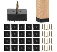 HENGBIRD - 20 Patas cuadradas de Goma atornillables Pied de meuble,patins pour chaises con Tornillos,rehausseur Pied de Chaise, Protege el Suelo,Patas de sillas y Suelos (30 x 30 x 10 mm)