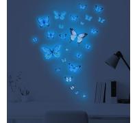 HENGBIRD 25 pegatinas de pared con mariposas luminosas, pegatinas decorativas de pared, mariposas decorativas para pared, pegatinas luminosas para habitación infantil o dormitorio