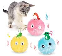 HENGBIRD 3 Juguetes Interactivos de Pelotas para Gatos - Bolas de Chirrido y Felpa Con Menta para Gatitos - Sonidos para Interior Perro Mascotas