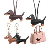 HENGBIRD 4 Llaveros de Perro Salchicha, PU Lindo Cachorro Perro Bolsa Llavero Perro Colgante Llavero Personalizado para Bolso Mochila Decoración Joyas