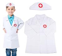 HENGBIRD Bata médica para niños, Party Disfraz de juego de rol de Doctor para niños Disfraz de doctor para Disfraces, bata de laboratorio, delantal y gorra para regalos a partir de 3 4 5 6 años