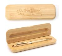 HENGBIRD Bolígrafo de madera para regalo de despedida para colegas, nuevo trabajo, regalos para iniciar el estudio, grabado de trébol de cuatro hojas, caja de regalo