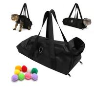 HENGBIRD Bolsa de Cuidado de Gatos Bolsa de retención de Gatos antiarañazos para Limpieza de oídos Recorta Las uñas Incluye Juguetes Ideal para Gatos pequeños Uso en casa o Veterinario