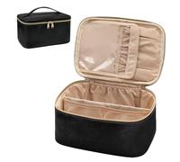 HENGBIRD Bolsa de maquillaje para mujer, bolsa grande para maquillaje, bolsa de maquillaje de viaje para mujer, bolsa de maquillaje portátil grande con separador y asa, organizador de cosméticos